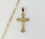 Plated Cross 4mm Figaro Chain Necklace