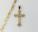 Plated Cross 5mm Figaro Chain Necklace