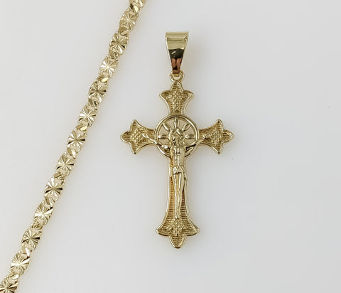 Plated Cross 4mm Star Chain Necklace