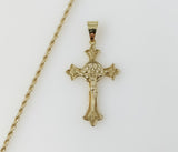Plated Cross 2mm Rope/Braided Chain Necklace