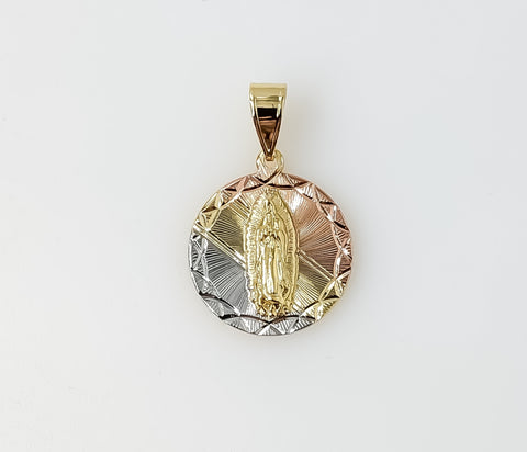 Plated Tri-Color Virgin Mary Pendant