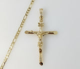 Plated Large Cross 4mm Figaro Chain Necklace