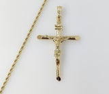 Plated Large Cross 3mm Rope/Braided Chain Necklace