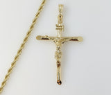 Plated Large Cross 4mm Rope/Braided Chain Necklace