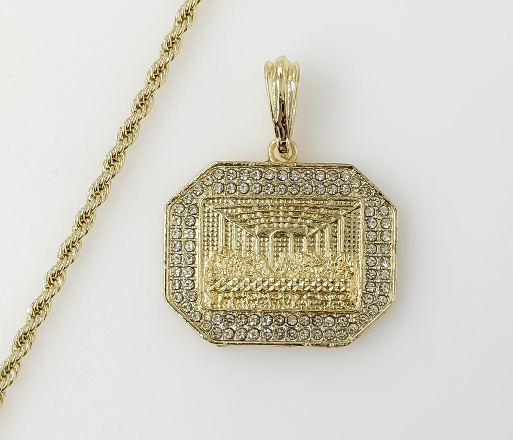 Plated Blinged The Last Supper 3mm Rope/Braided Chain Necklace