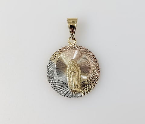 Plated Tri-Color Virgin Mary Pendant