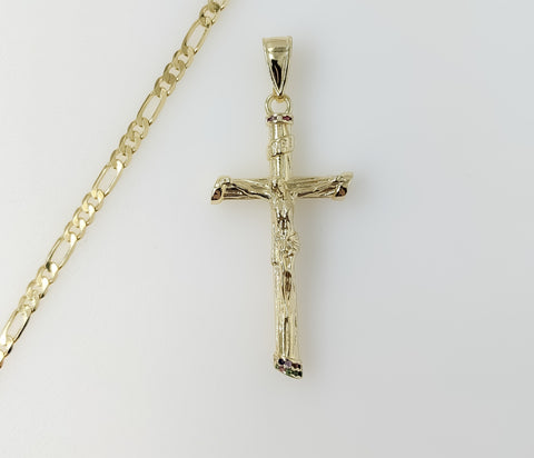 Plated Cross 3mm Figaro Chain Necklace