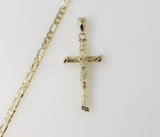 Plated Cross 4mm Figaro Chain Necklace