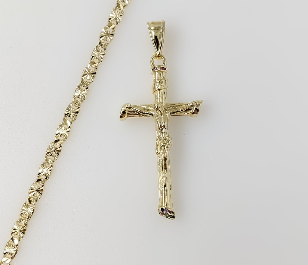 Plated Cross 4mm Star Chain Necklace