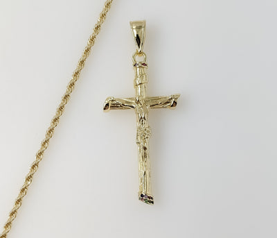 Plated Cross 2mm Rope/Braided Chain Necklace