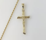 Plated Cross 2mm Rope/Braided Chain Necklace