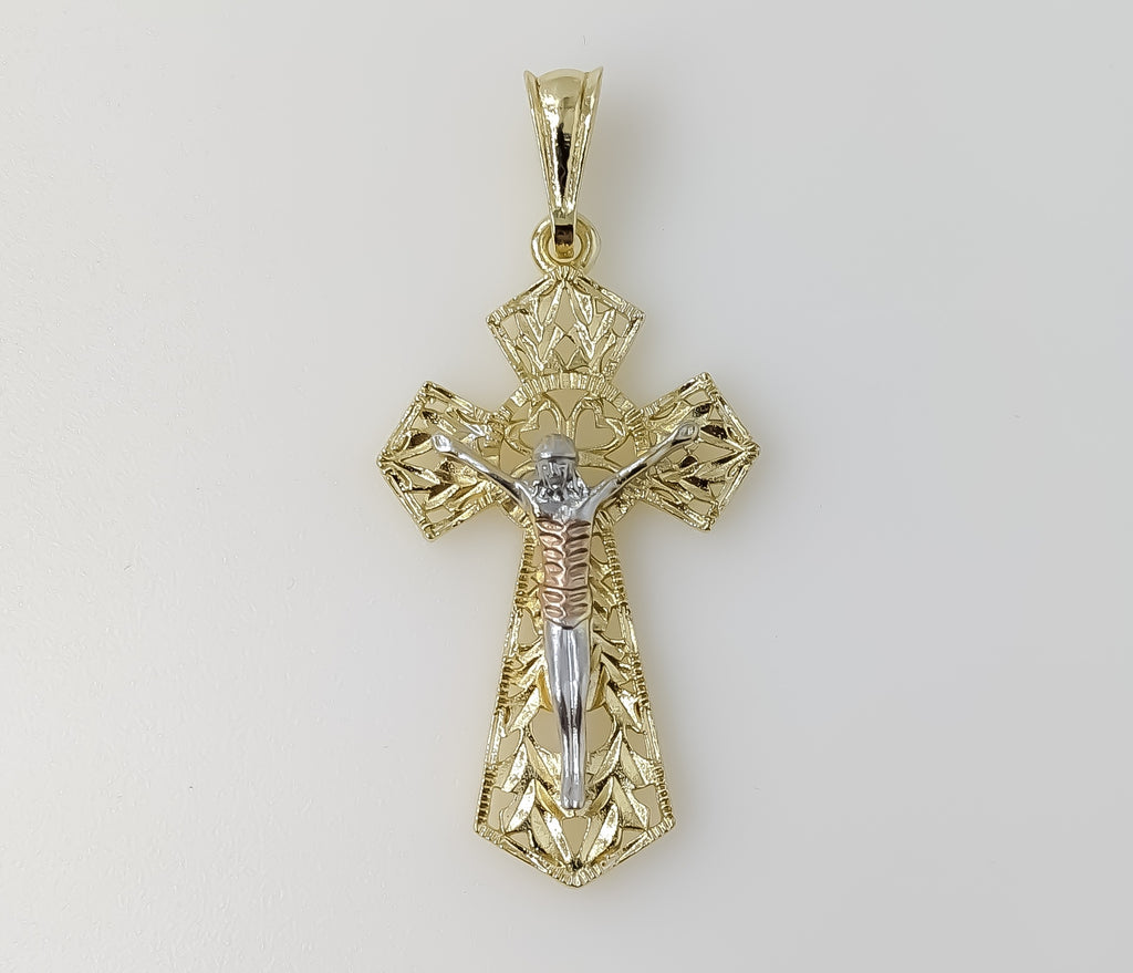 Plated Tri-Color Cross Pendant