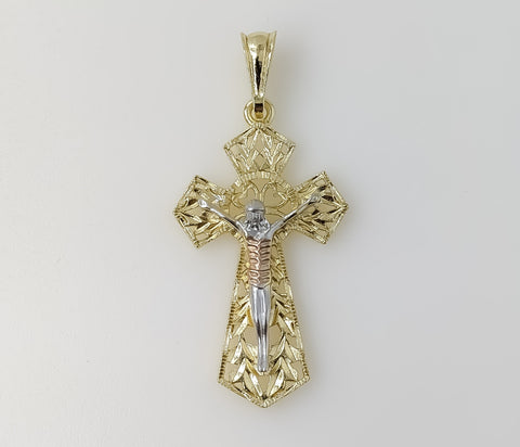 Plated Tri-Color Cross Pendant