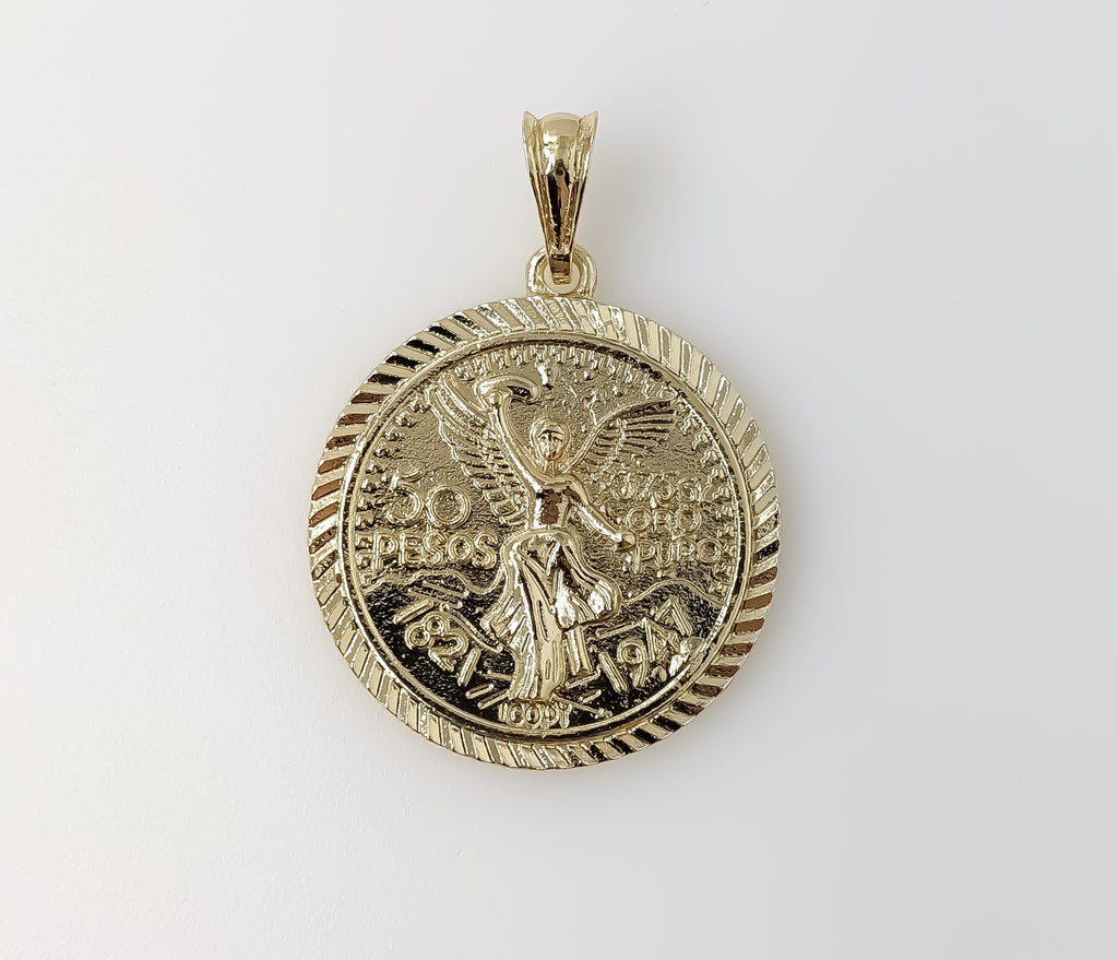 Plated Mexican Centenario Coin 50 Pesos Pendant