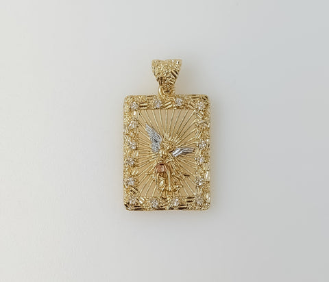 Plated Small Tri-Color Archangel Saint Michael Pendant
