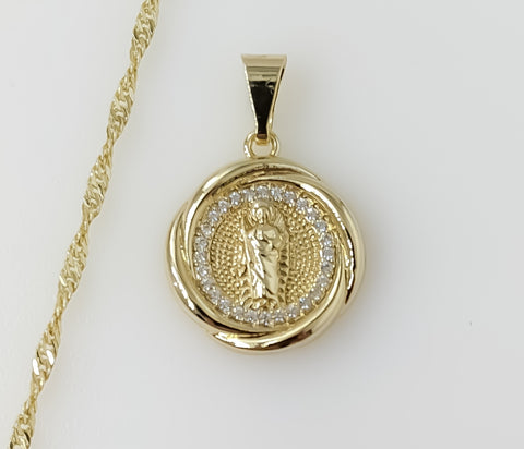Plated Dainty Saint Jude 14K Twist Chain Necklace