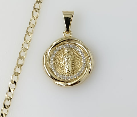 Plated Dainty Saint Jude 14K 3mm Cuban Chain Necklace