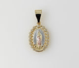 Plated tri-color Dainty Virgin Mary Pendant
