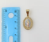 Plated tri-color Dainty Virgin Mary Pendant