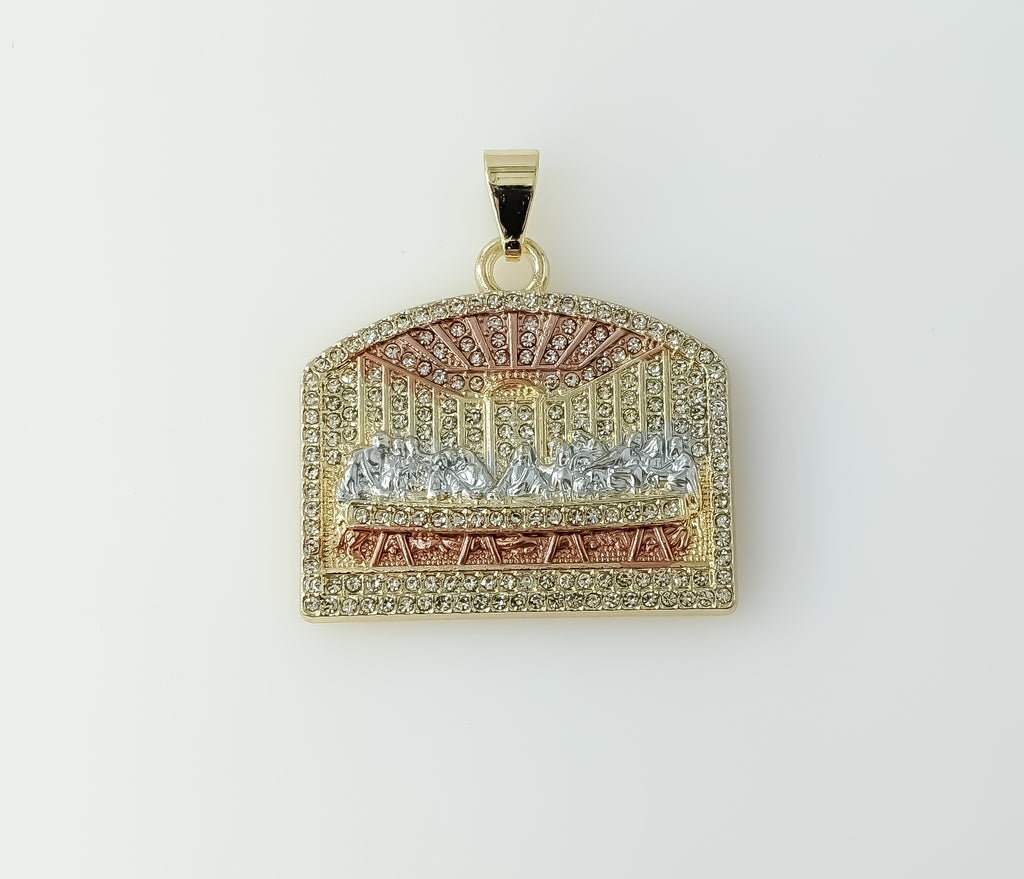 Plated Tri-Color Blinged The Last Supper Pendant