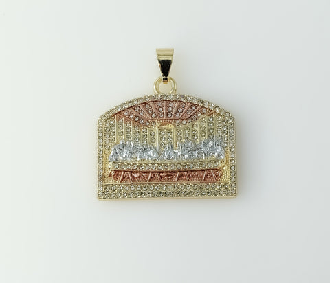 Plated Tri-Color Blinged The Last Supper Pendant