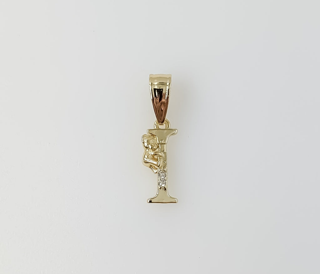 Plated Dainty Letter Initial "I" Pendant
