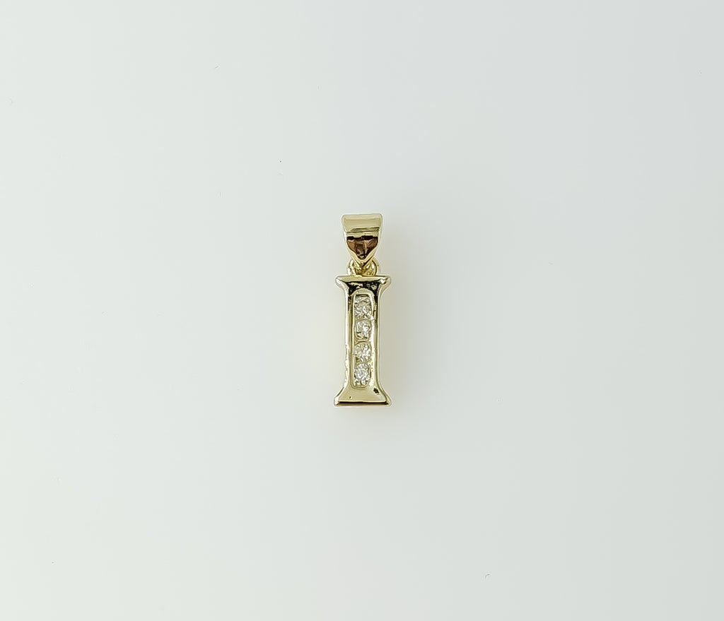 Plated Dainty Letter Initial "I" Pendant