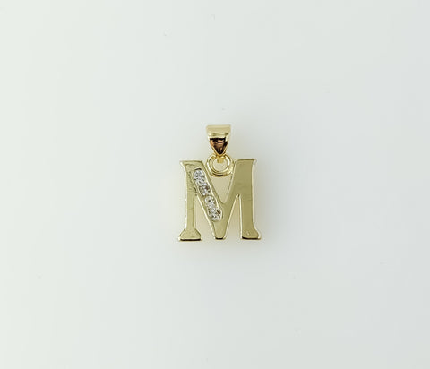 Plated Dainty Letter Initial "M" Pendant