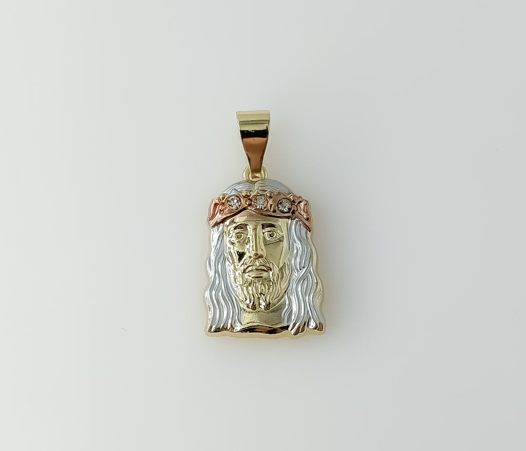 Plated Tri-Color Jesus Pendant