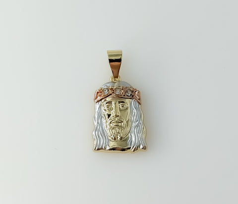 Plated Tri-Color Jesus Pendant