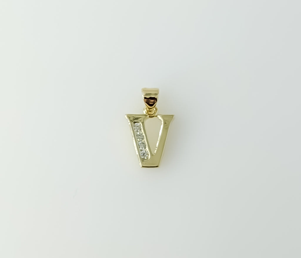 Plated Dainty Letter Initial "V" Pendant