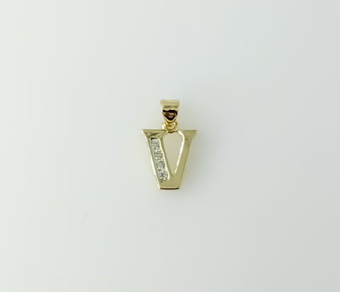 Plated Dainty Letter Initial "V" Pendant