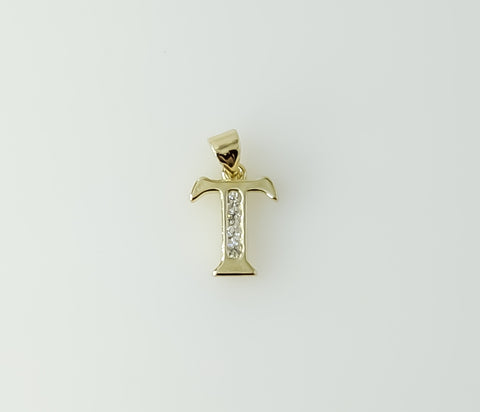 Plated Dainty Letter Initial "T" Pendant