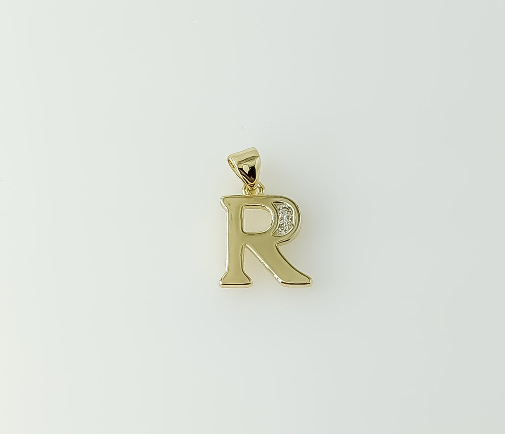 Plated Dainty Letter Initial "R" Pendant