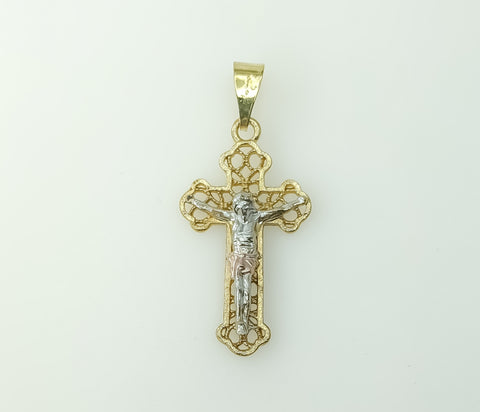 Plated Tri-Color Cross Pendant