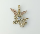 Plated Tri-Color Large Archangel Saint Michael Pendant