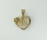 Plated Dainty Heart "My 15" Quince Pendant
