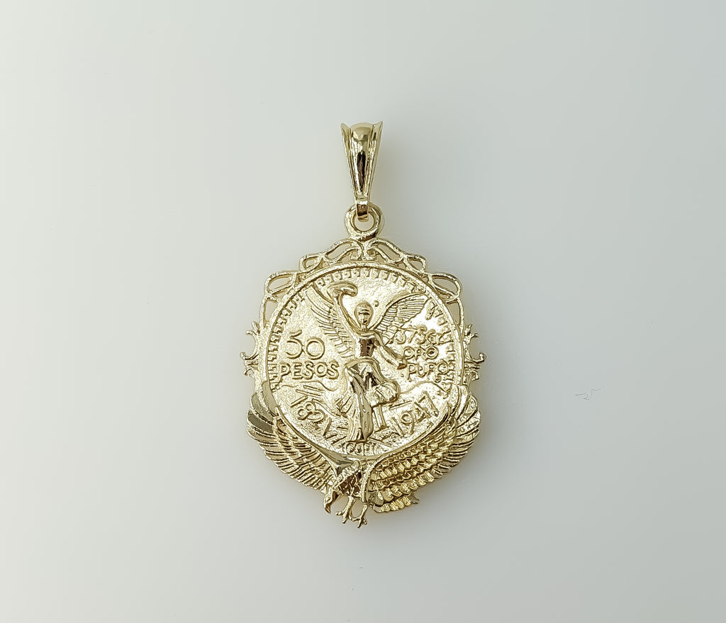 Plated Mexican Centenario Double Sided Pendant