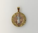 Plated Tri-Color 30mm Saint Benedict Medal Pendant