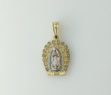 Plated Tri-Color Virgin Mary Pendant