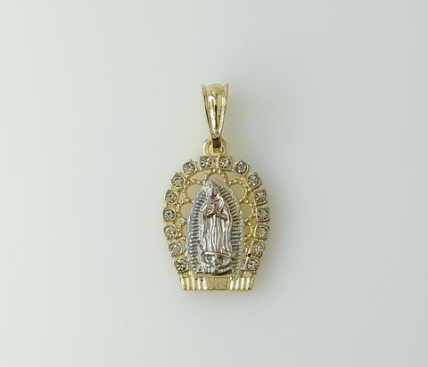 Plated Tri-Color Virgin Mary Pendant
