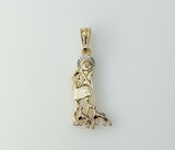 Saint Lazarus Tri-Color Pendant Golden Plated Catholic Devotion