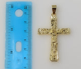Men Nugget Jesus Cross Crucifix Golden Plated Pendant Hip Hop Jewelry