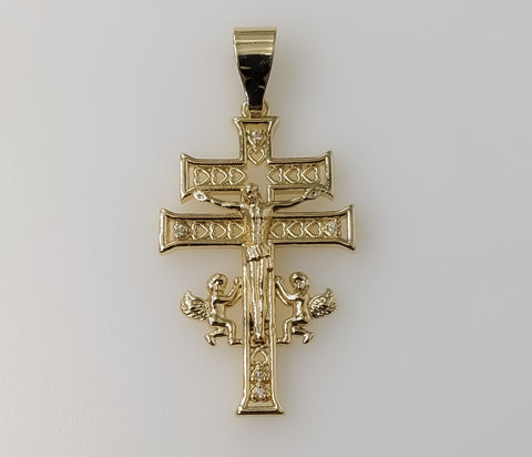 Blessed Holy Cross of Caravaca with Angels Plated Pendant Devotion