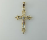 Cross Crucifix Jesus Tri-Color Plated Pendant Religious Faith Charm