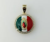 Plated Multicolor Virgin Mary Medal Mexican Our Lady of Guadalupe Round Pendant