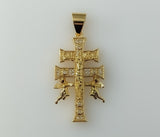 Blinged Holy Cross of Caravaca with Angels Plated Pendant Religious Charm