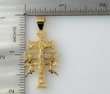 Blinged Holy Cross of Caravaca with Angels Plated Pendant Religious Charm
