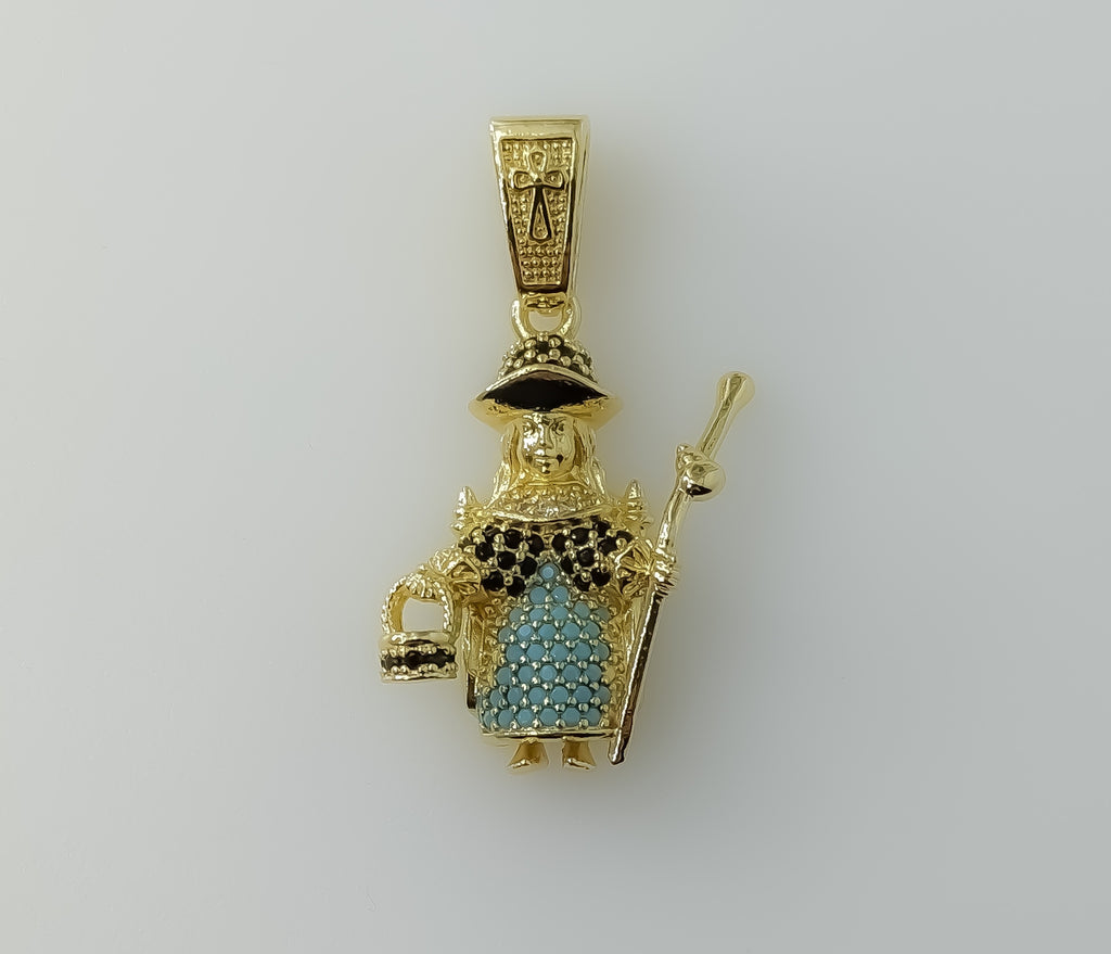 Plated Holy Infant of Atocha Pendant Blinged Religious Charm