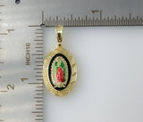 Plated Dainty Multicolor Virgin Mary Oval Medal Pendant